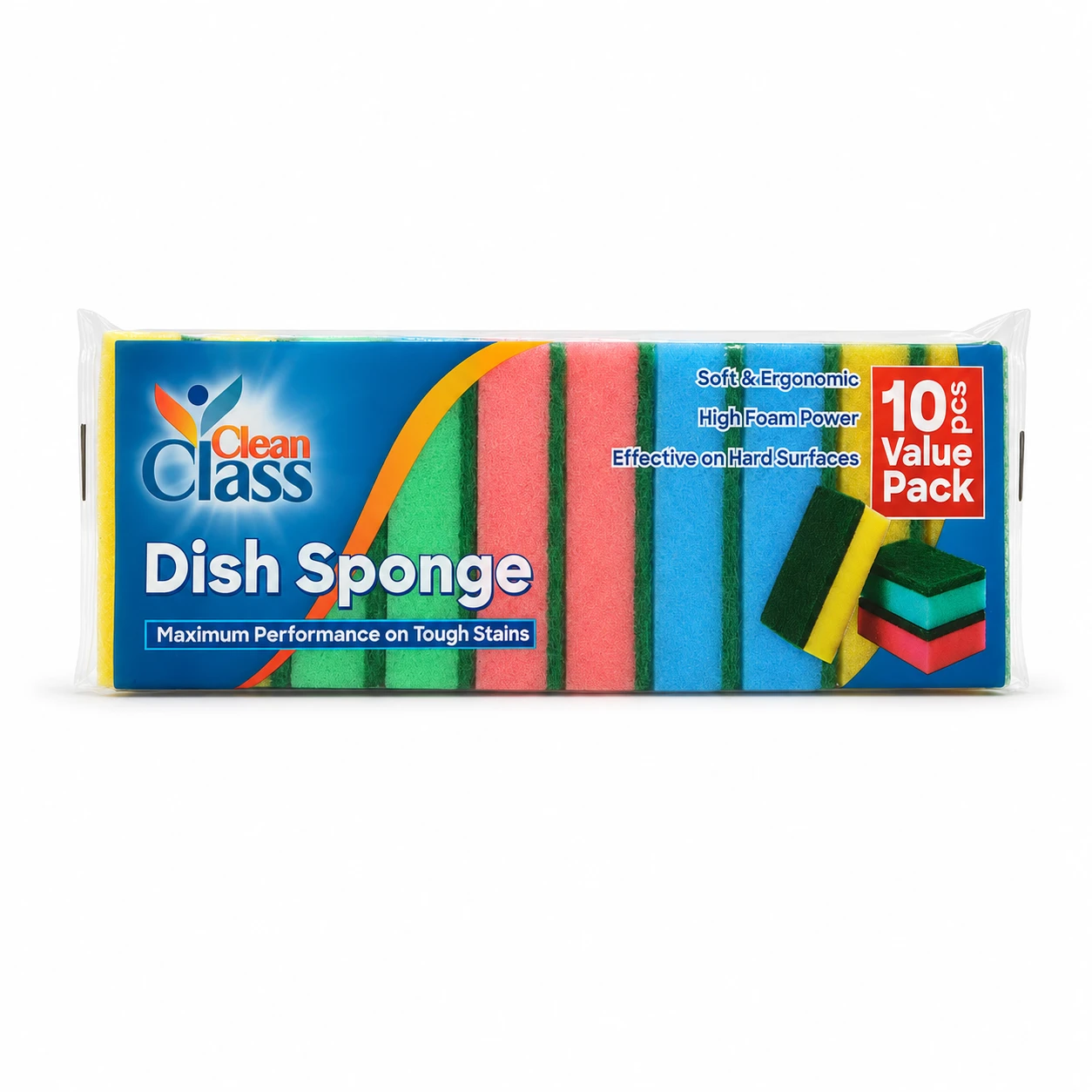 Clean class dishwashing colorful 10 sponges*60
